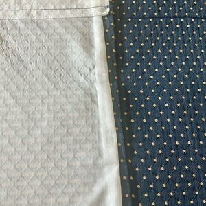 8 Beautiful Window Valances Blue Quilted Fabric with Cream Dots